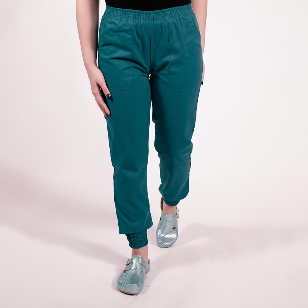 Costum Lotus 2, bluza kimono, pantaloni cu elastic in talie si manseta, turcoaz inchis