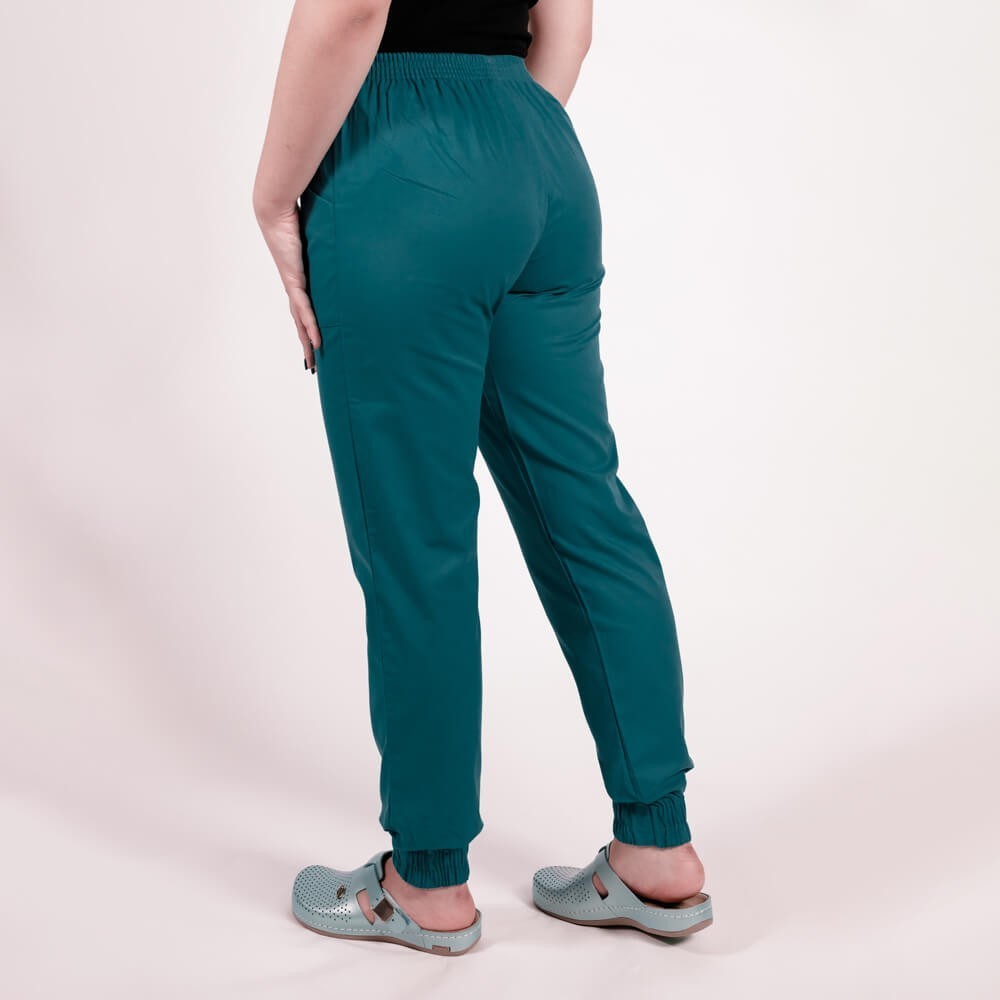 Costum Lotus 2, bluza kimono, pantaloni cu elastic in talie si manseta, turcoaz inchis