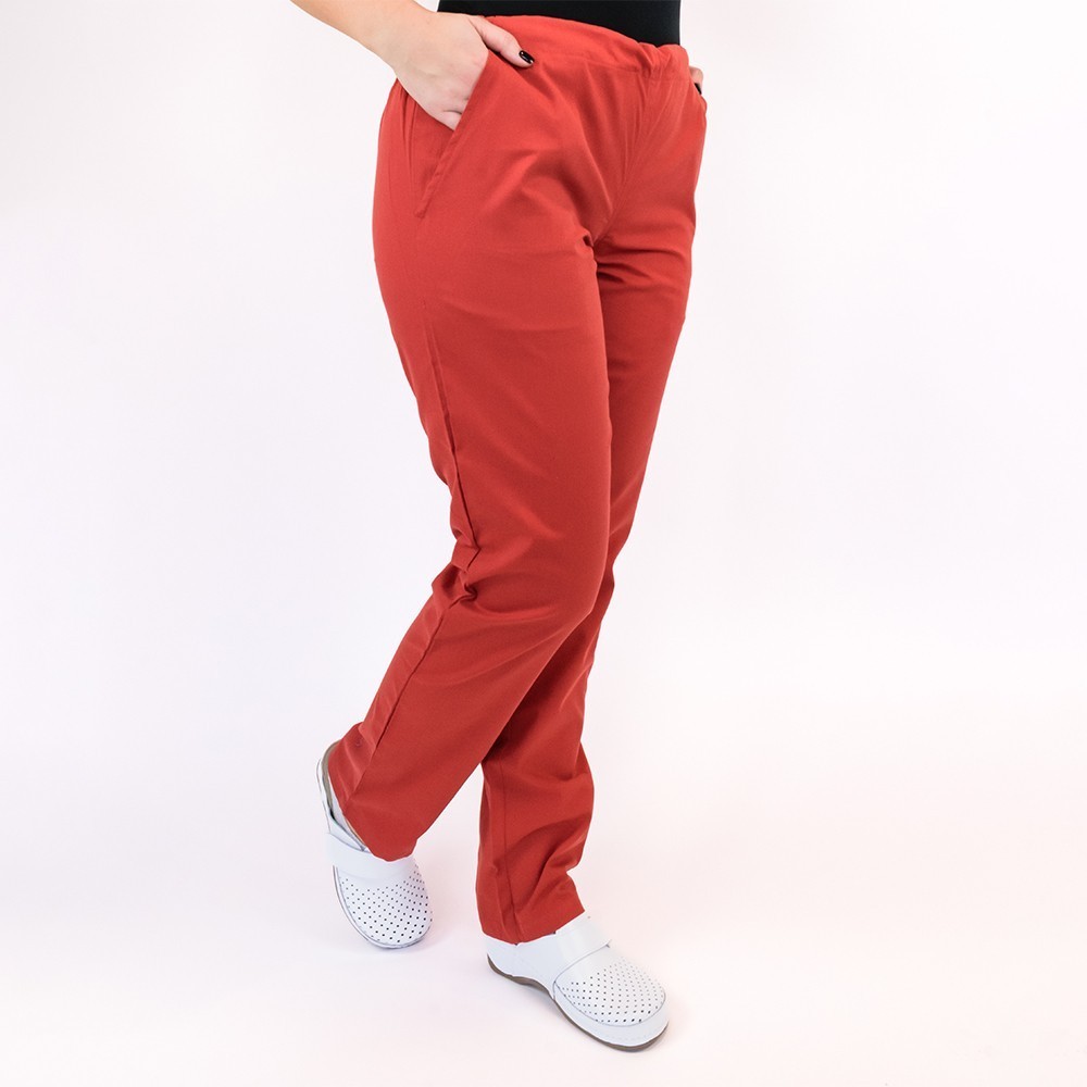 Pantalon unisex Lotus 1, cu snur, rosu