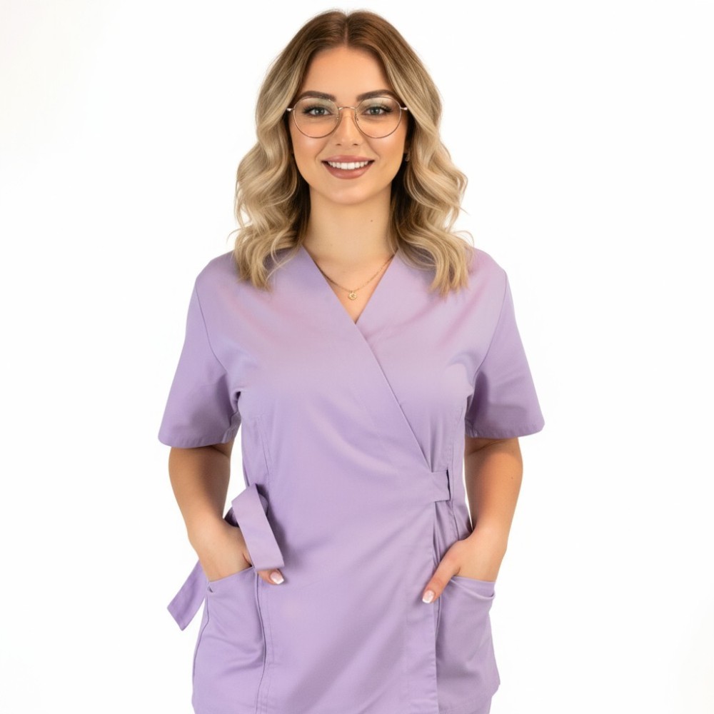 Costum Lotus 1, bluza kimono, pantaloni cu snur, lila