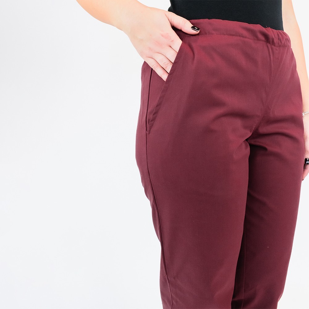 Pantalon unisex Lotus 1, cu snur, visiniu