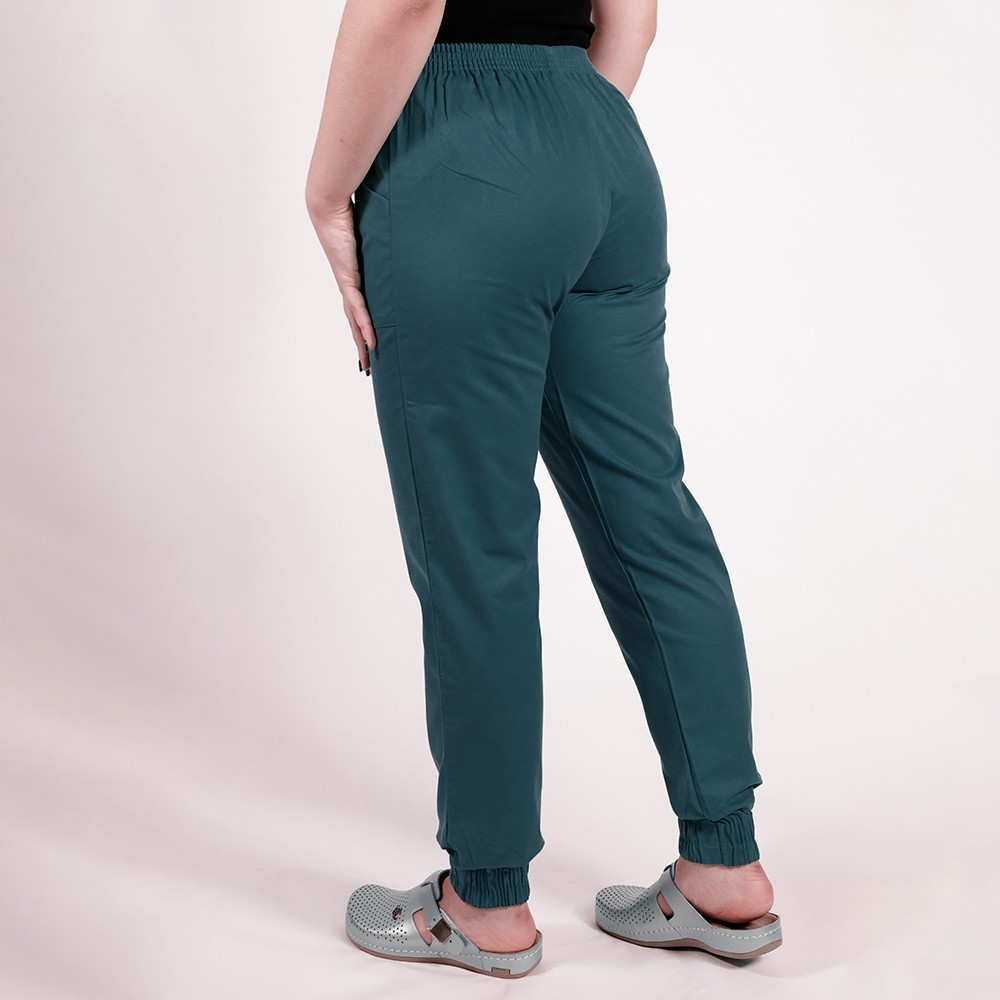 Costum Lotus 1, bluza kimono, pantaloni cu elastic in talie si manseta, turcoaz inchis