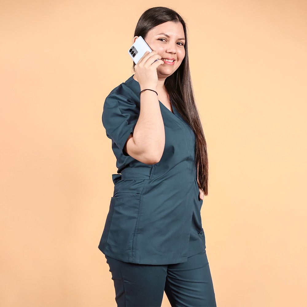 Costum Lotus 1, bluza kimono, pantaloni cu elastic in talie si manseta, turcoaz inchis