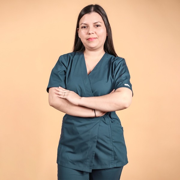 Bluza kimono cu maneca scurta Lotus 2, turcoaz inchis