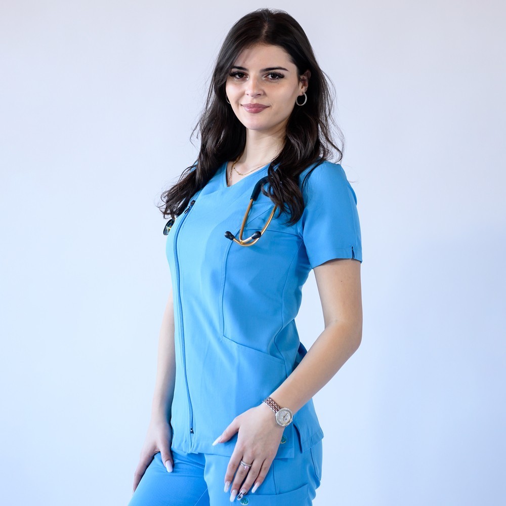 Costum medical Lotus Flex, stretch, albastru deschis, TRS-JK1 TRS-SP4-V3