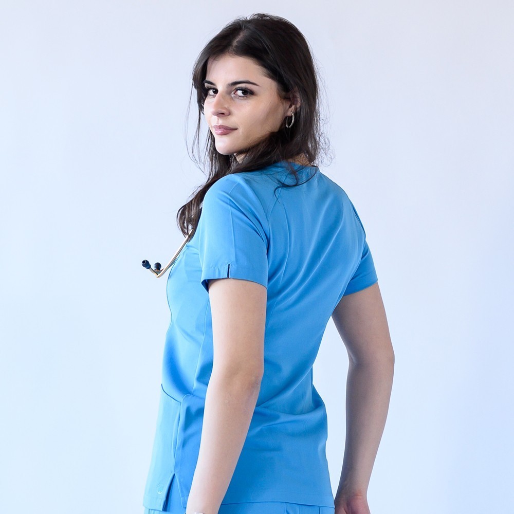 Bluza medicala Lotus Flex, stretch, albastru deschis, TRS-JK1