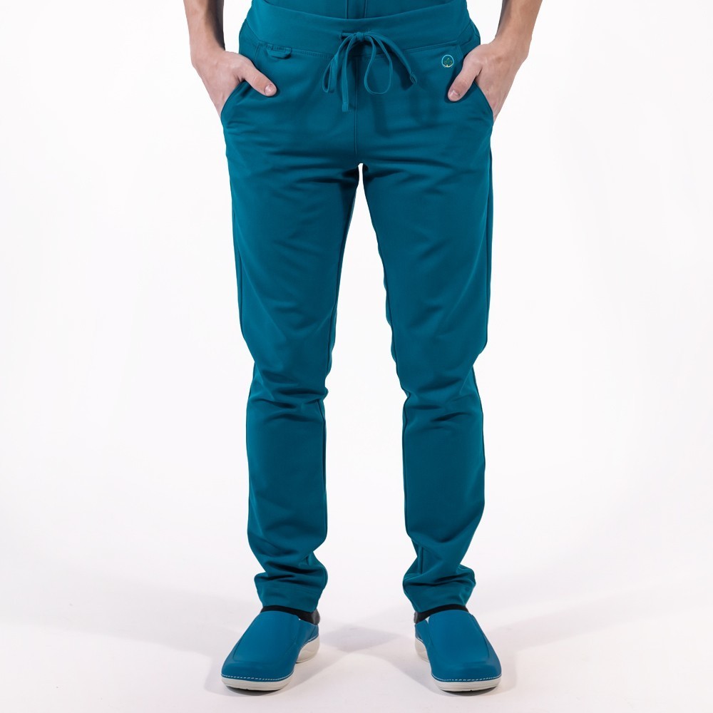 Pantaloni medicali Lotus Flex, stretch, cu snur, turcoaz inchis, TRS-SP9