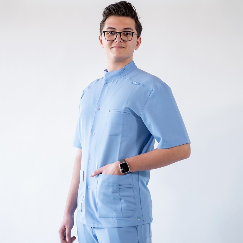Costum medical Lotus Flex, stretch, albastru ciel, TRS-JK7 TRS-SP9
