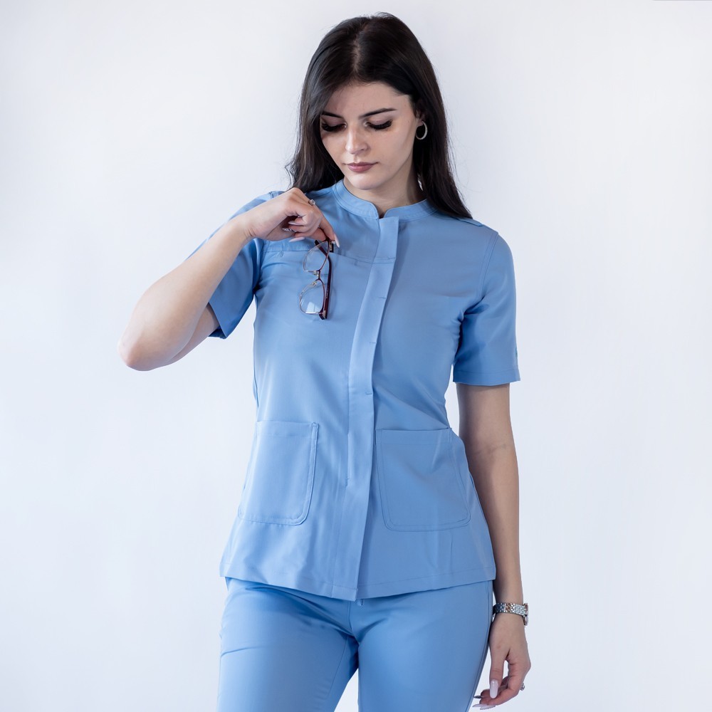 Costum medical Lotus Flex, stretch, albastru ciel, TRS-JK8 TRS-SP9