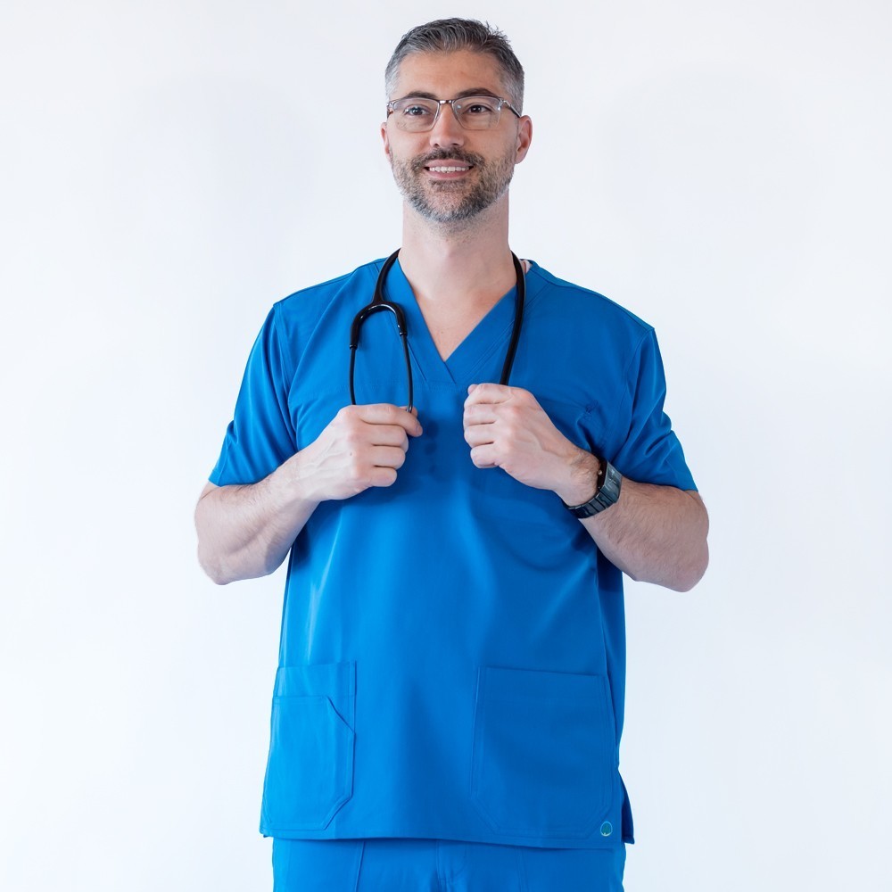 Costum medical Lotus Flex, stretch, albastru royal, TRS-KH1 TRS-KH2