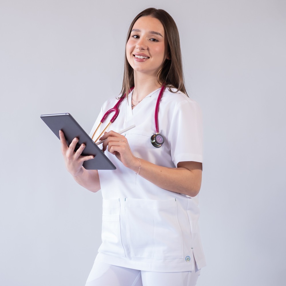 Costum medical Lotus Flex, stretch, alb, TRS-NP16 TRS-SP9