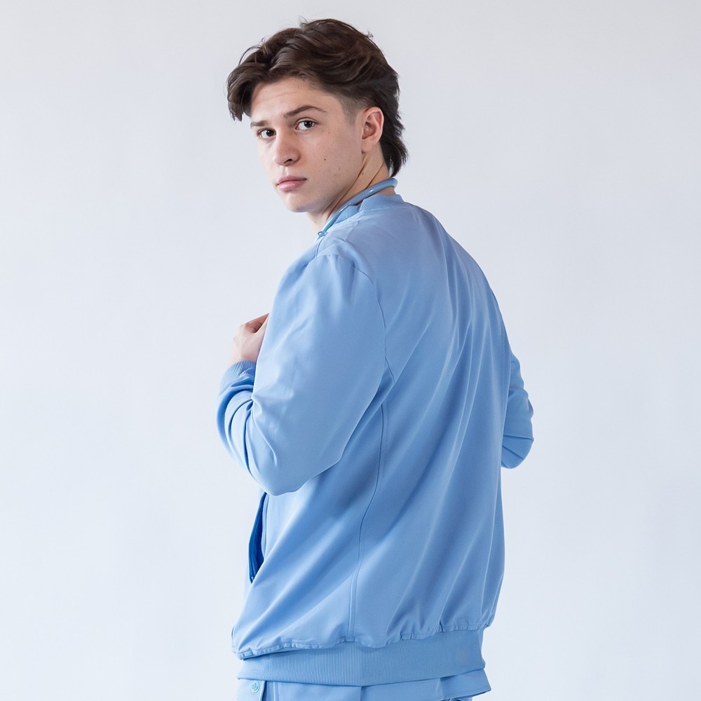 Jacheta medicala cu fermoar Lotus Flex, stretch, albastru ciel, TRS-JK10