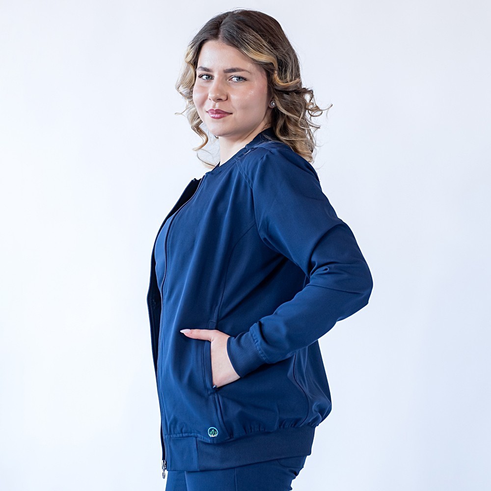 Jacheta medicala cu fermoar Lotus Flex, stretch, bleumarin, TRS-JK10