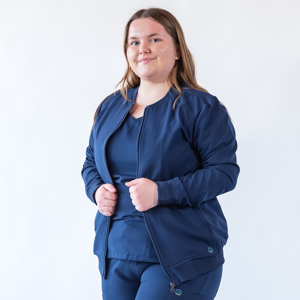 Jacheta medicala cu fermoar Lotus Flex, stretch, bleumarin, TRS-JK10