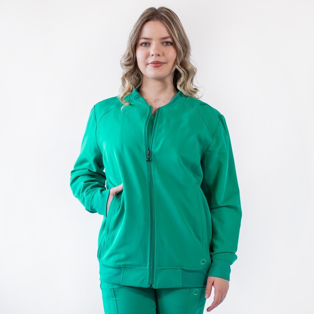 Jacheta medicala cu fermoar Lotus Flex, stretch, verde chirurgical, TRS-JK10