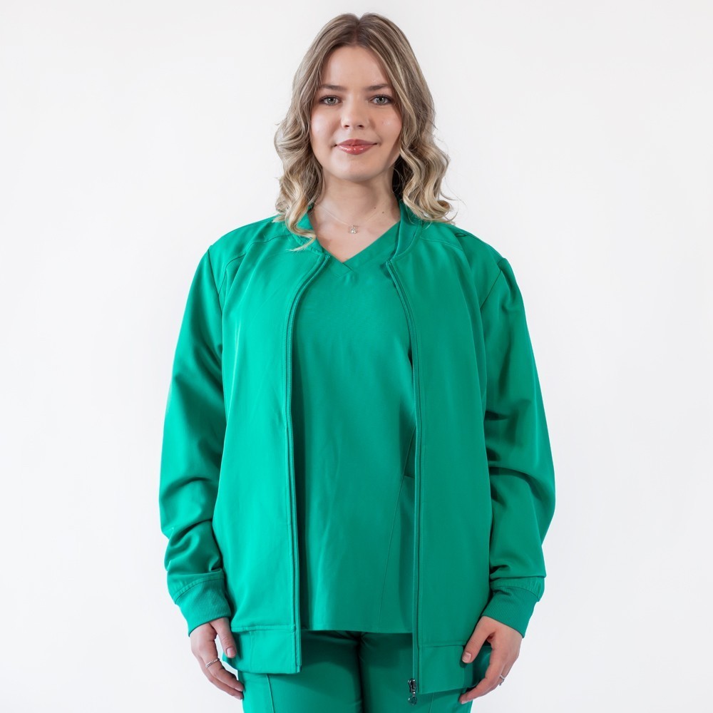 Jacheta medicala cu fermoar Lotus Flex, stretch, verde chirurgical, TRS-JK10