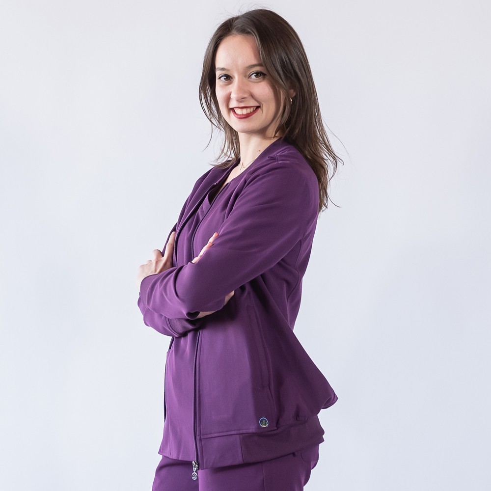 Jacheta medicala cu fermoar Lotus Flex, stretch, wine, TRS-JK10