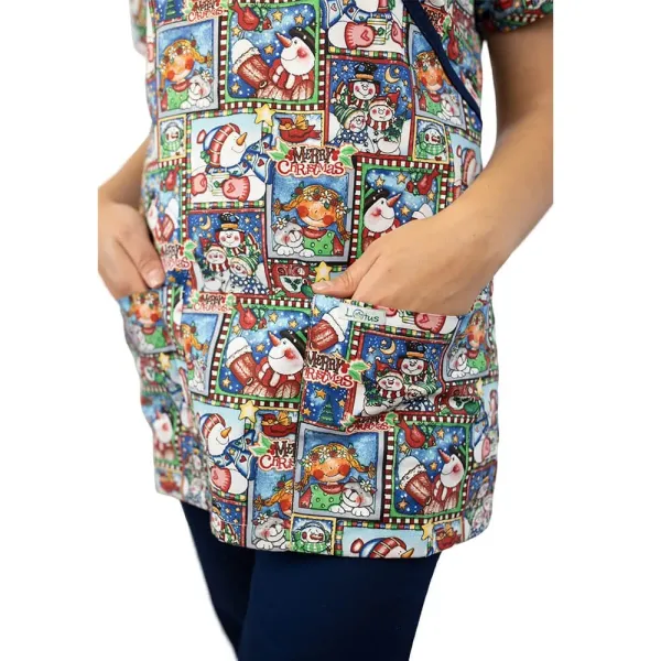 Bluza medicala imprimata Lotus 1, editie speciala de Craciun, Christmas Dreams