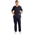Costum medical Lotus 2, Basic 1, pantalon cu snur, bleumarin