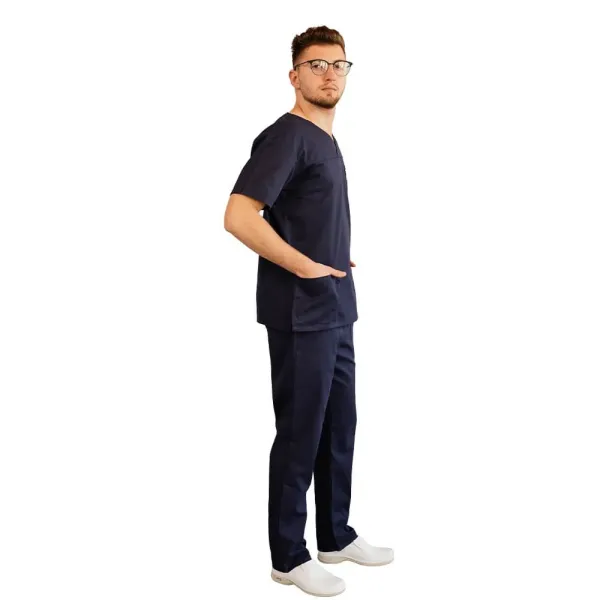 Costum medical Lotus 2, Basic 1, pantalon cu snur, bleumarin