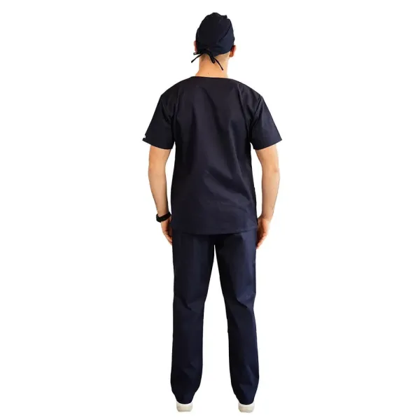 Costum medical Lotus 2, Basic 1, pantalon cu snur, bleumarin