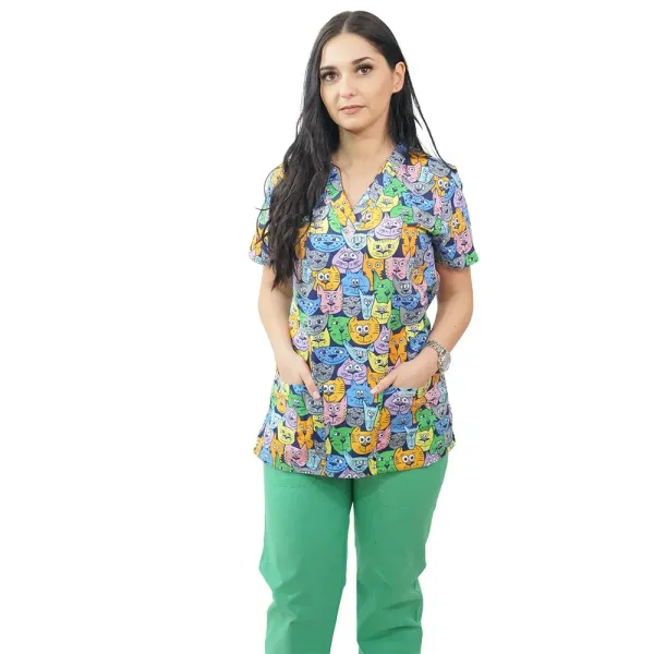 Bluza medicala imprimata Lotus 1, Tomcat