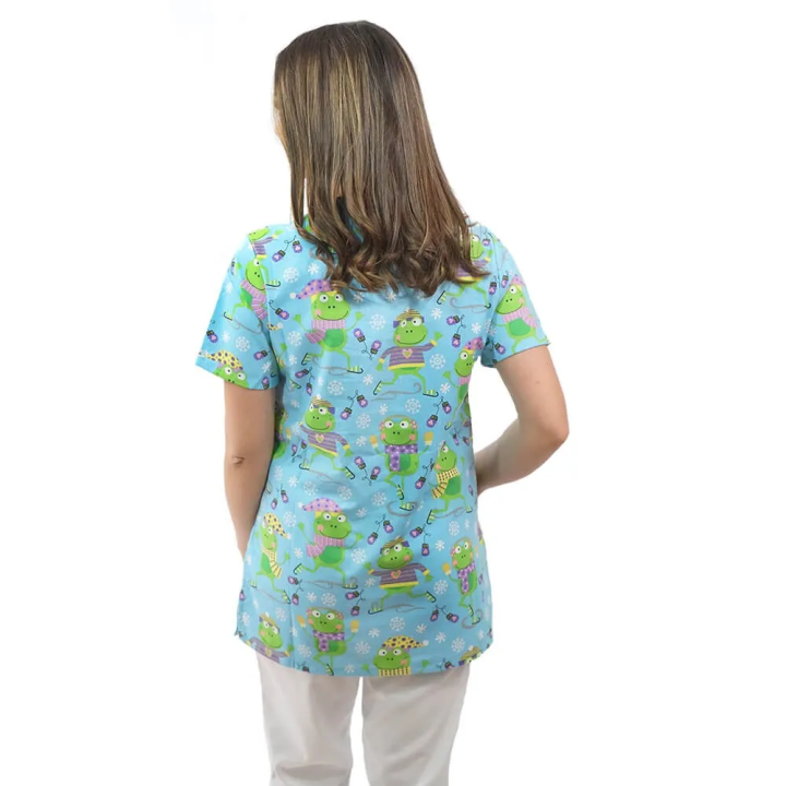Bluza medicala imprimata Lotus 1, Flurry Frog - imagine 4