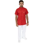 Bluza barbati cu guler tunica, maneca scurta, Lotus 2, rosu