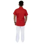 Bluza barbati cu guler tunica, maneca scurta, Lotus 2, rosu