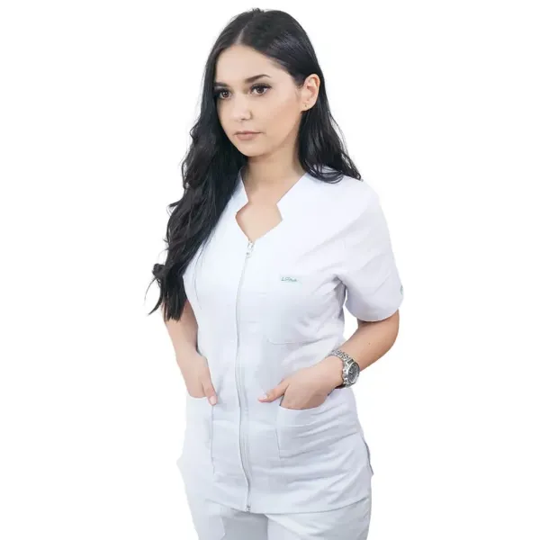 Bluza cu fermoar si guler romb