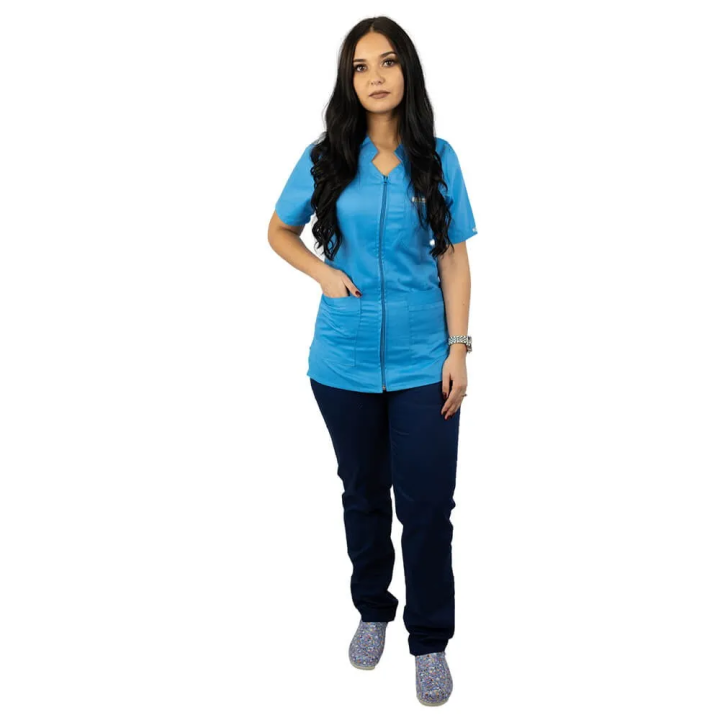 Bluza cu fermoar si guler romb, maneca scurta, Lotus 2 - imagine 5