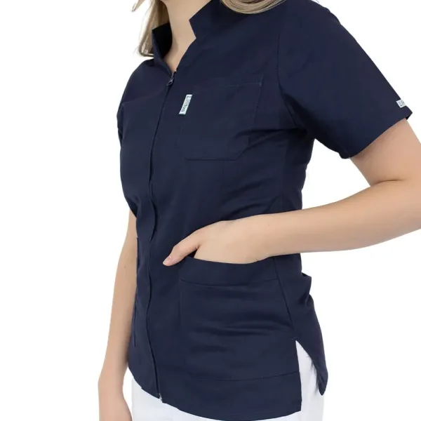 Bluza cu fermoar si guler romb, maneca scurta, Lotus 2