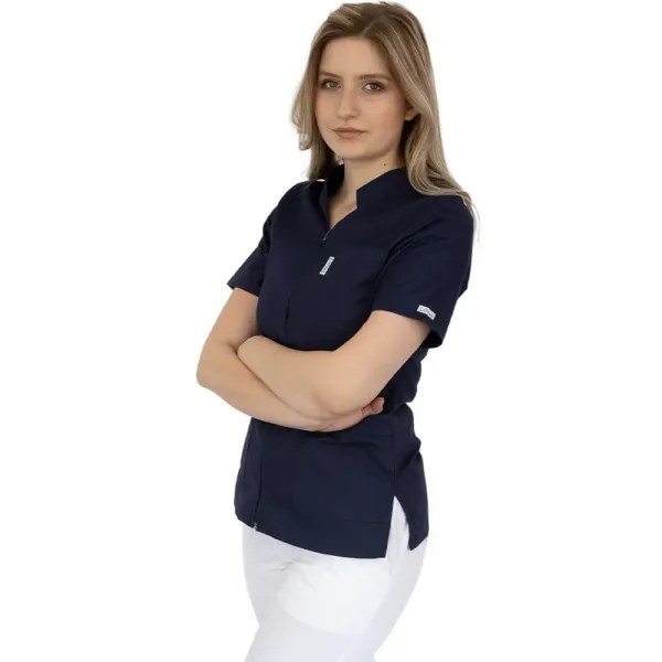 Bluza cu fermoar si guler romb, maneca scurta, Lotus 2