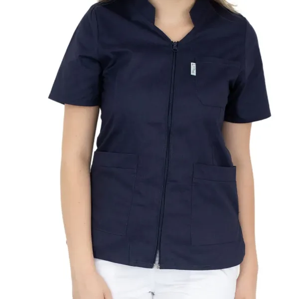 Bluza cu fermoar si guler romb, maneca scurta, Lotus 2