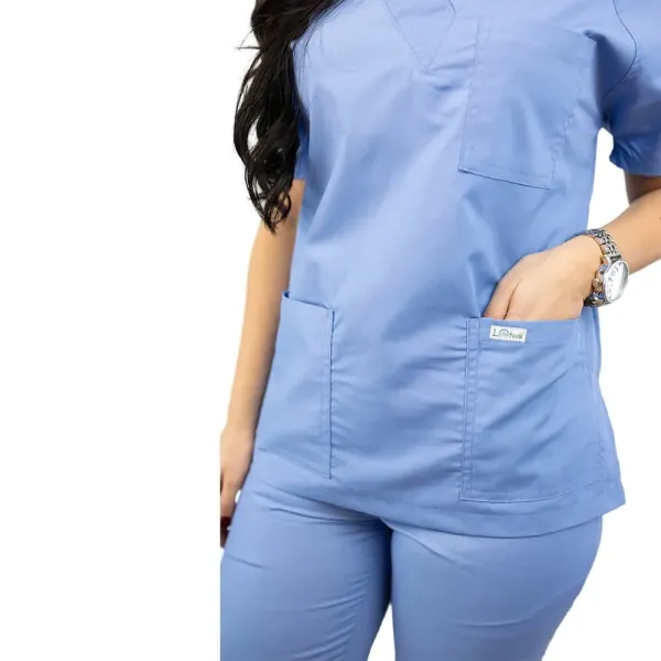 Costum medical unisex Lotus 4, Basic 2, albastru ciel