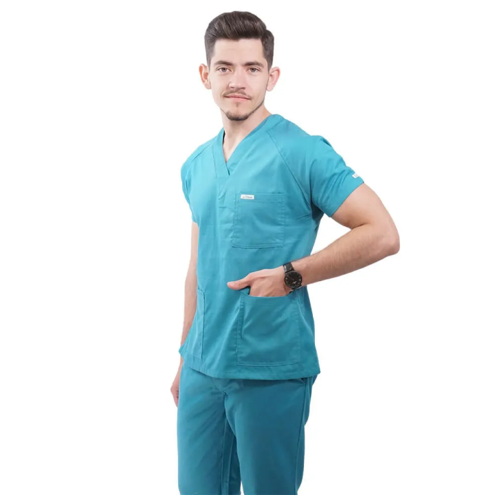 Costum medical Lotus 2, Basic 2, turcoaz deschis - imagine 2