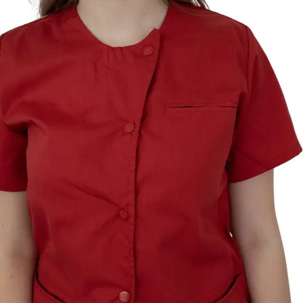 Bluza asimetrica cu capse, Lotus 1, rosu