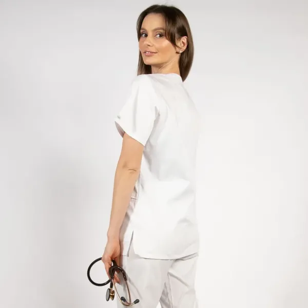 Bluza asimetrica cu capse Lotus 2, alb