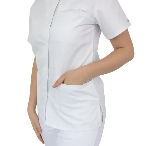 Bluza asimetrica cu capse Lotus 2, alb