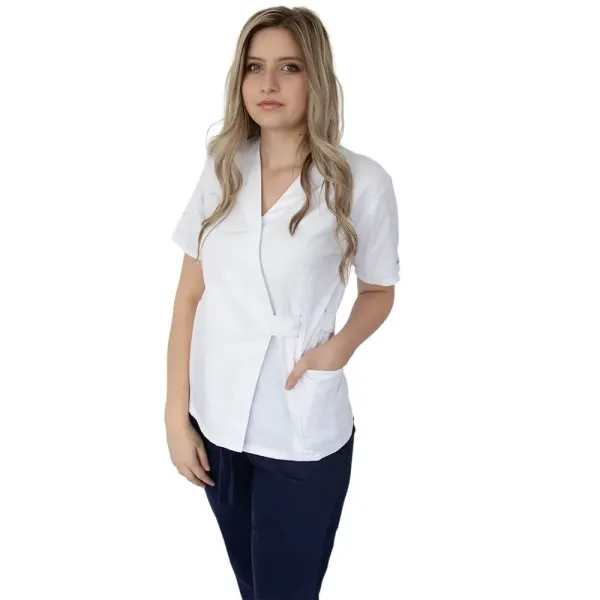 Bluza kimono cu maneca scurta Lotus 2, alb