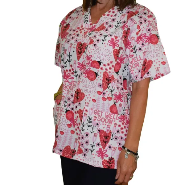 Bluza medicala imprimata Lotus 1, Get Well