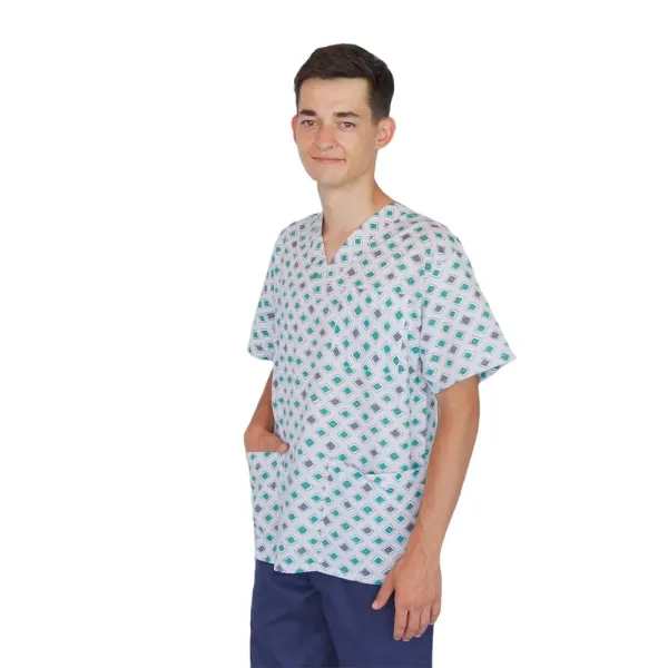 Bluza medicala imprimata Lotus 1, Green Diamond