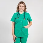 Bluza asimetrica cu capse Lotus 2, verde chirurgical