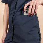Bluza asimetrica cu capse Lotus 2, bleumarin