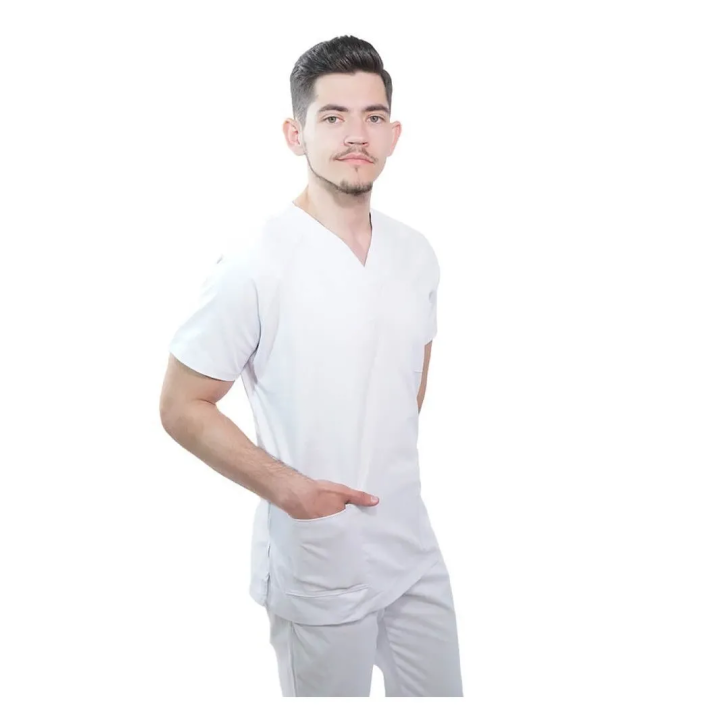 Costum medical Lotus 4, Basic 1, unisex, alb - imagine 1