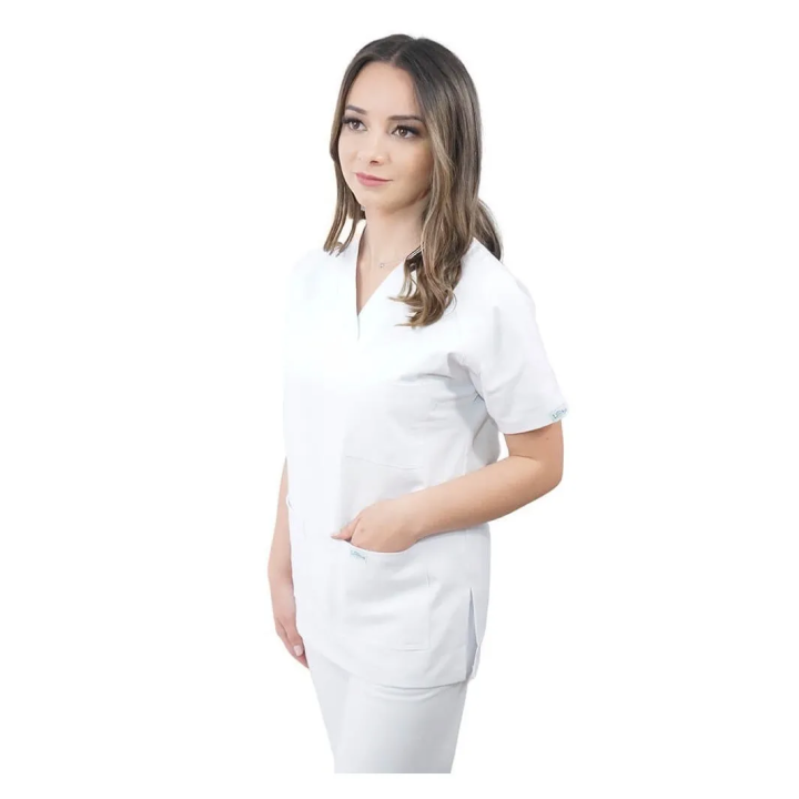 Costum medical Lotus 4, Basic 1, unisex, alb - imagine 2