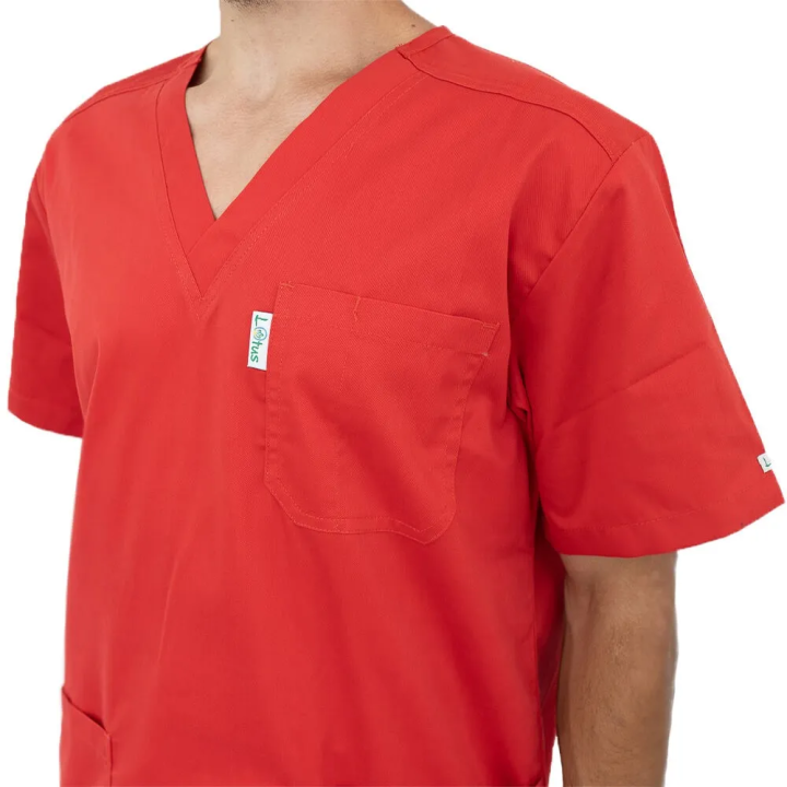 Costum medical unisex Lotus 4, Basic 2, rosu - imagine 4