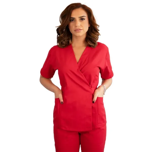 Bluza kimono cu maneca scurta Lotus 2, rosu