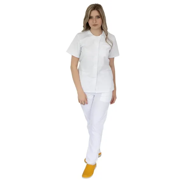 Bluza asimetrica cu capse Lotus 4, alb