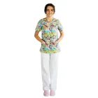 Bluza imprimata asimetrica, cu capse, Lotus 1, Mazy Flower